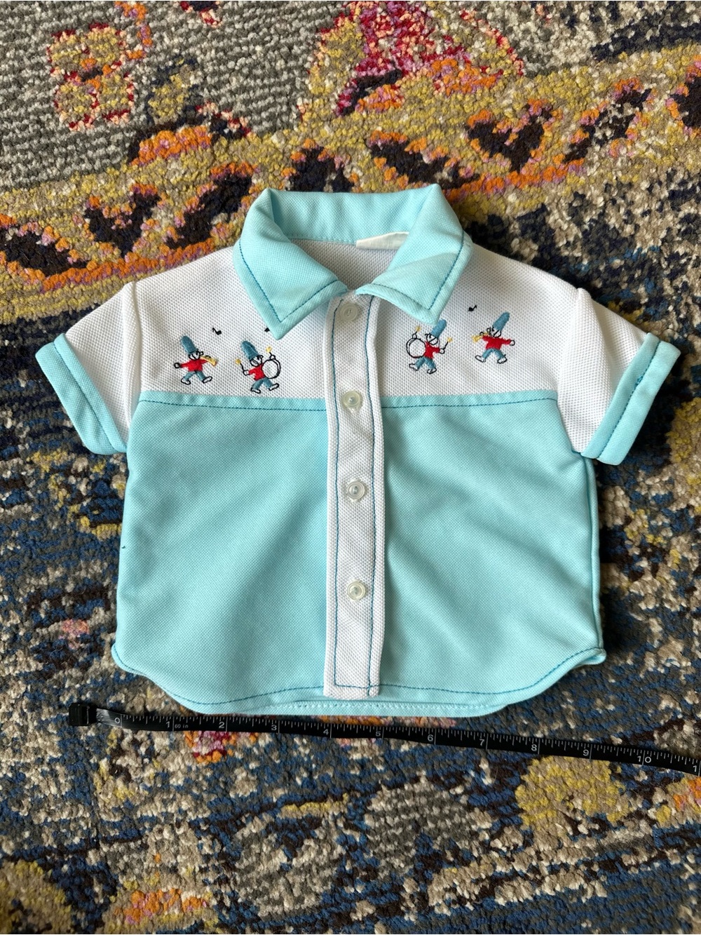 Vintage 70s newborn button up shirt embroidered